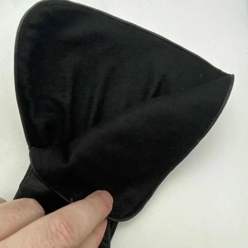 Vintage black leather driving gloves size 7 Pouf peplum‎ flared wrist